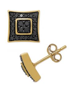 Men's Black Diamond Cluster Stud Earrings (1/2 ct. t.w.) in 18k Gold-Plated Sterling Silver