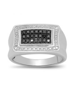 Men's Black & White Diamond Ring (1/2 ct. t.w.) in Sterling Silver