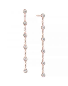 Diamond Bezel Linear Drop Earrings (1/10 ct. t.w.) in Sterling Silver, 14k Gold-Plated Sterling Silver or 14k Rose Gold-Plated Sterling Silver