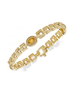 Citrine (1-1/5 ct. t.w.) & White Topaz Accent Panther Link Bracelet in 14k Gold-Plated Sterling Silver