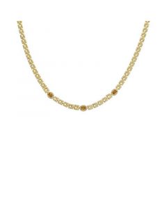 Citrine (1-1/5 ct. t.w.) & White Topaz (1/20 ct. t.w.) Panther Link 17" Statement Necklace in 14k Gold-Plated Sterling Silver