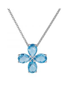 Swiss Blue Topaz Clover Pendant Necklace (10 ct. t.w.) in Sterling Silver, 18" + 5-1/2" extender