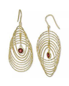 Garnet Bezel Spiral Drop Earrings (2 ct. t.w.) in 14k Gold-Plated Sterling Silver (Also in Amethyst)