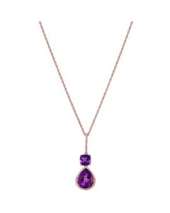 Citrine (4-1/0 ct. t.w.) & Diamond (1/8 ct. t.w.) 18" Pendant Necklace in 18k Gold-Plated Sterling Silver (Also in Amethyst)