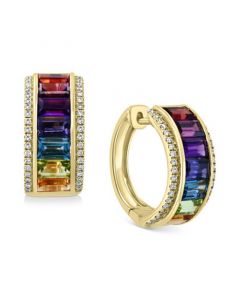 EFFY® Multi-Gemstone (4-7/8 ct. t.w.) & Diamond (1/4 ct. t.w.) Huggie Hoop Earrings in 14k Gold