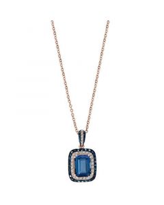 EFFY® London Blue Topaz (2-1/5 ct. t.w.) & Diamond (1/3 ct. t.w.) 18" Pendant Necklace in 14k Rose Gold