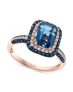 EFFY® London Blue Topaz (2-1/5 ct. t.w.) & Diamond (1/2 ct. t.w.) Statement Ring in 14k Rose Gold