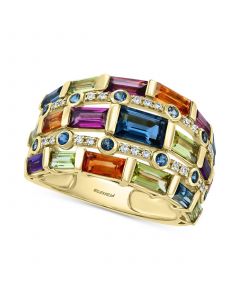 EFFY® Multi-Gemstone (3-3/4 ct. t.w.) & Diamond (1/10 ct. t.w.) Statement Ring in 14k Gold