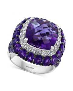 EFFY® Amethyst (12 ct. t.w.) & White Topaz (5/8 ct. t.w.) Statement Ring in Sterling Silver