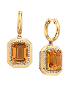 EFFY® Citrine (6-1/3 ct. t.w.) & Diamond (1/4 ct. t.w.) Drop Earrings in 14k Gold