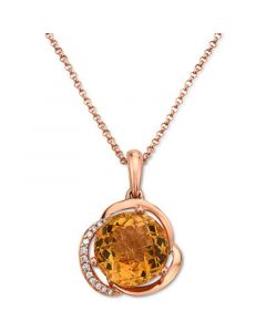 EFFY® Citrine (3-1/6 ct. t.w.) & Diamond (1/20 ct. t.w.) 16" Pendant Necklace in 14k Rose Gold