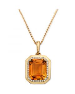 EFFY® Citrine (5-3/4 ct. t.w.) & Diamond (1/6 ct. t.w.) 16" Pendant Necklace in 14k Gold