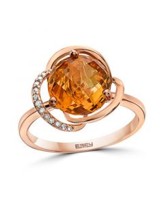 EFFY® Citrine (3-1/6 ct. t.w.) & Diamond (1/20 ct. t.w.) Statement Ring in 14k Rose Gold