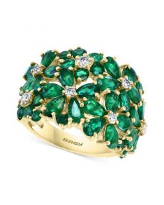 EFFY® Emerald (6-1/2 ct. t.w.) & Diamond (1/4 ct. t.w.) Flower Ring in 14k Gold