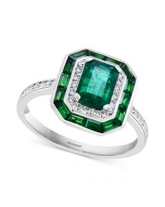 EFFY® Multi-Gemstone (1-5/8 ct. t.w.) & Diamond (1/4 ct t.w.) Halo Statement Ring in 14k White Gold