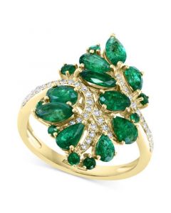 EFFY® Emerald (2-1/2 ct. t.w.) & Diamond (1/5 ct. t.w.) Cluster Statement Ring in 14k Gold