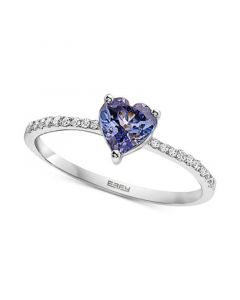 EFFY® Tanzanite (5/8 ct. t.w.) & Diamond (1/10 ct. t.w.) Heart Ring in Sterling Silver