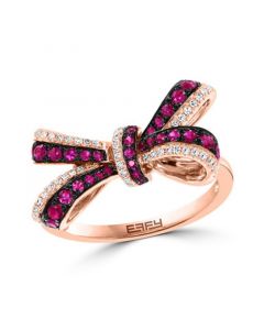 EFFY® Ruby (3/8 ct. t.w.) & Diamond (1/10 ct. t.w.) Bow Ring in 14k Rose Gold