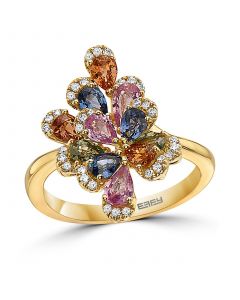 EFFY® Multi-Sapphire (2-1/6 ct. t.w.) & Diamond (1/6 ct. t.w.) Flower Statement Ring in 14k Gold