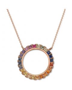 EFFY® Multi-Sapphire Circle 16" Pendant Necklace (1-1/3 ct. t.w.) in 14k Rose Gold