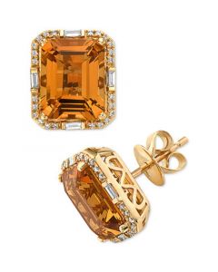 EFFY® Citrine (6-1/10 ct. t.w.) & Diamond (1/4 ct. t.w.) Stud Earrings in 14k Gold