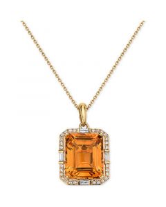 EFFY® Citrine (1-1/3 ct. t.w.) & Diamond (1/5 ct. t.w.) 18" Pendant Necklace in 14k Gold