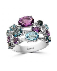 EFFY® Multi-Gemstone Triple Row Statement Ring (3-3/4 ct. t.w.) in Sterling Silver