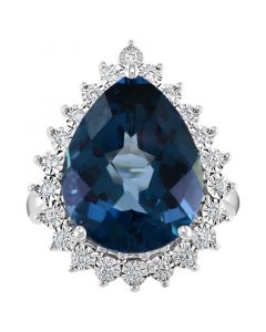 EFFY® London Blue Topaz (12-3/4 ct. t.w.) & Diamond (1/5 ct. t.w.) Ring in 14k White Gold