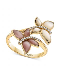 EFFY® Mother-of-Pearl & Diamond (1/10 ct. t.w.) Butterfly Ring in 14k Gold