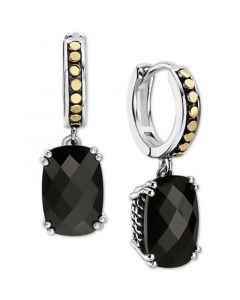 EFFY® Onyx Dangle Hoop Drop Earrings in Sterling Silver & 18k Gold