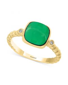 EFFY® Dyed Green Jade (8mm) & Diamond Accent Ring in 14k Gold