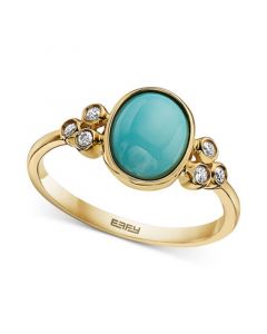 EFFY® Turquoise & Diamond (1/10 ct. t.w.) Ring in 14k Gold