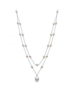 Cultured Freshwater Pearl (5-6mm & 9-10mm) 16" Layered Necklace in Sterling Silver