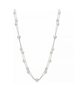 Cultured Freshwater Pearl (5 - 8-1/2mm) 18" Layered Necklace in Sterling Silver (Also Available in Pink Cultured Freshwater Pearl)