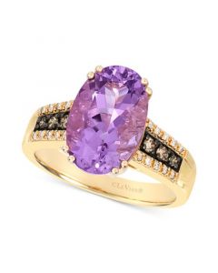 Grape Amethyst (3-7/8 ct. t.w.) & Diamond (1/5 ct. t.w.) Statement Ring in 14k Gold