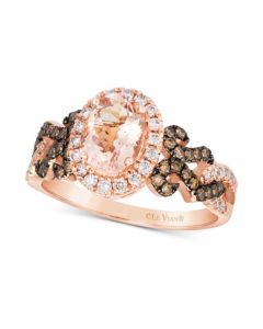 Peach Morganite (7/8 ct. t.w.) & Diamond (1/2 ct. t.w.) Ring in 14k Rose Gold