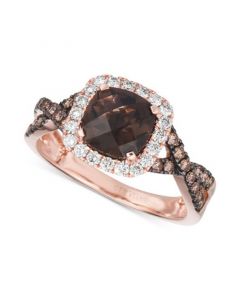 Chocolate Quartz (1-1/6 ct. t.w.) & Diamond (1/2 ct. t.w.) Ring in 14k Rose Gold