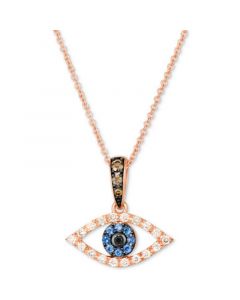 Blueberry Sapphire™ (1/20 ct. t.w.) & Diamond (1/5 ct. t.w.) Evil Eye 18" Pendant Necklace in Rose Gold