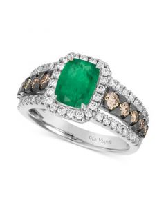 New Emerald (1-1/5 ct. t.w.) & Diamond (1 ct. t.w.) Statement Ring in 14k White Gold