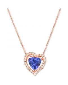 Chocolatier® Blueberry Tanzanite (1-1/10 ct. t.w.) & Diamond (1/5 ct. t.w.) Heart 18" Pendant Necklace in 14k Rose Gold