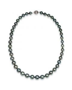 Tahitian Pearl Graduated Strand Necklace in 14k White Gold (8-10mm)