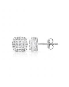 Diamond Frame Quad Stud (1 ct. t.w.) in 14k White Gold