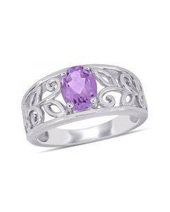 Amethyst (1 ct. t.w.) Oval Filigree Sterling Silver Ring