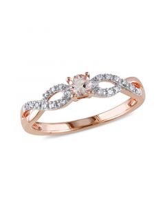 Morganite (1/6 ct. t.w.) and Diamond (1/10 ct. t.w.) Rose Gold Plated Silver, Infinity Ring