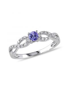 Tanzanite (1/6 ct. t.w.) and Diamond (1/10 ct. t.w.) Sterling Silver, Infinity Ring