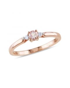 Morganite (1/6 ct. t.w.) and Diamond Accent in Rose Gold Plated Silver Ring