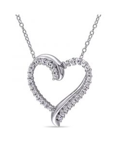 Created White Sapphire (3/4 ct. t.w.) Sterling Silver, Heart Necklace