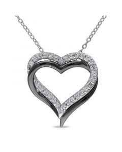 Created White Sapphire (5/8 ct. t.w.) Sterling Silver, Heart Necklace