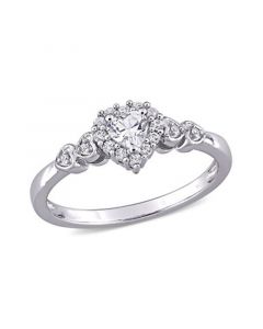 Created White Sapphire (3/8 ct. t.w.) and Diamond - Sterling Silver, Accent Heart Ring