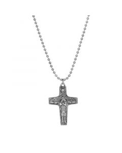 Men's Pewter Shepard and Sheep Cross Necklace